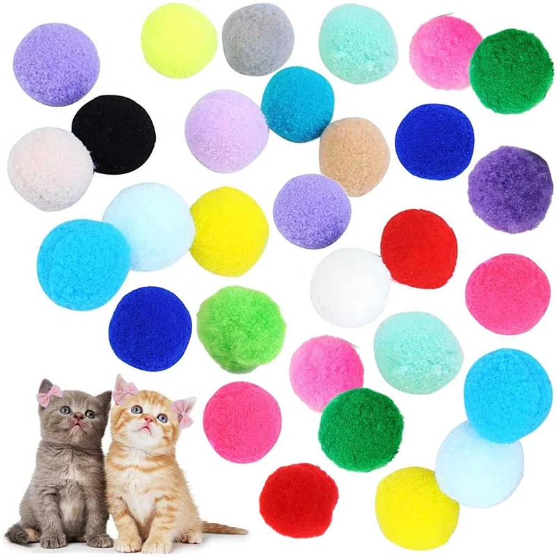VOVIGGOL 30 Boules Pompon pour Chat — Jouet Intérieur Doux et Silencieux