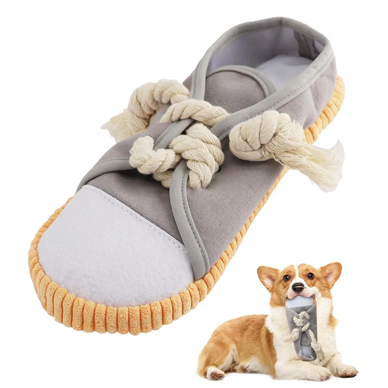 vocheer Jouet Dentaire pour Chien — Chaussure Interactive Durable et Lavable (Gris), Tailles Petite et Moyenne