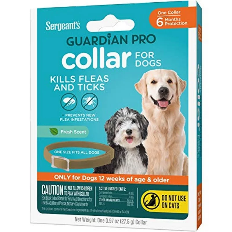 SERGEANT'S Guardian Pro — Collier Chien Anti-Puces et Tiques, Protection 6 Mois, Senteur Fraîche, Taille Unique