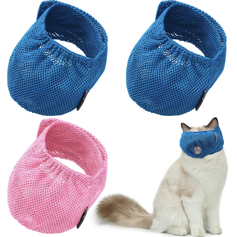 Weewooday – 3 pièces museaux pour chat en maille respirante, anti-morsure, pour toilettage