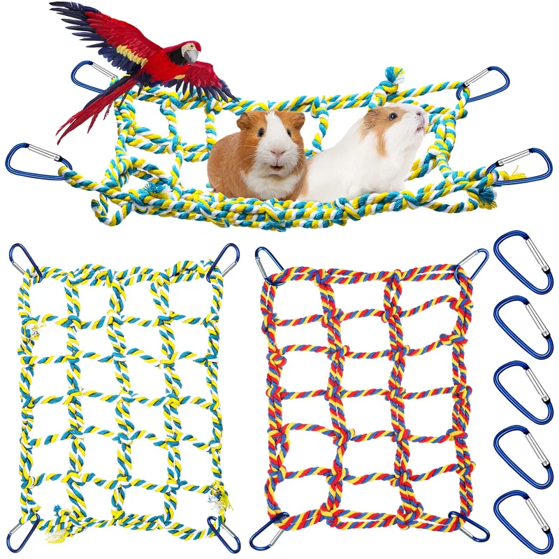 Weewooday – 2 Pièces Accessoires Corde Escalade pour Rats et Petits Animaux (Rouge & Jaune)