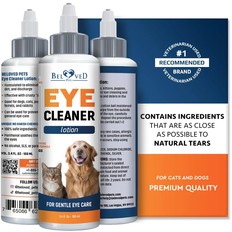 Beloved Pets – Gouttes Lavage Yeux pour Chiens et Chats | Nettoyage Doux et Prévention d'Irritations