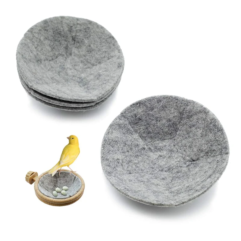 FOIBURELY 4 Coussins de Nid en Laine Feutrée – Canary Finch, 4,1 pouces