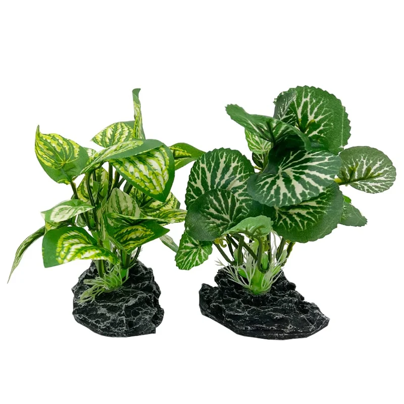 Smoothedo-Pets Plantes d'Aquarium Silk – 2 Pièces Vertes, 4 Pouces, Décor pour Betta et Poissons