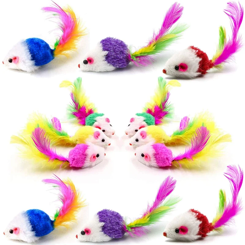 VOVIGGOL — 12 Souris Peluche pour Chats d’Intérieur | Couleurs Variées