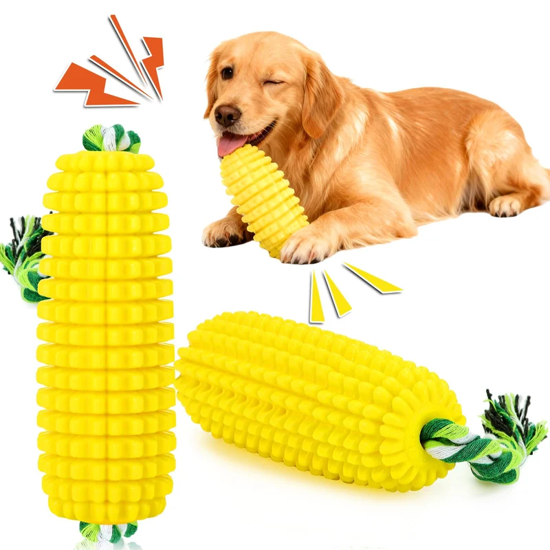 Sumind Jouet Mâcher Chiens Indestructible – Corn Dog en Caoutchouc avec Sifflet