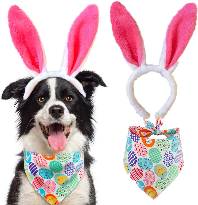 BoomBone Costume Chien Lapin de Pâques avec Oreilles et Bandana