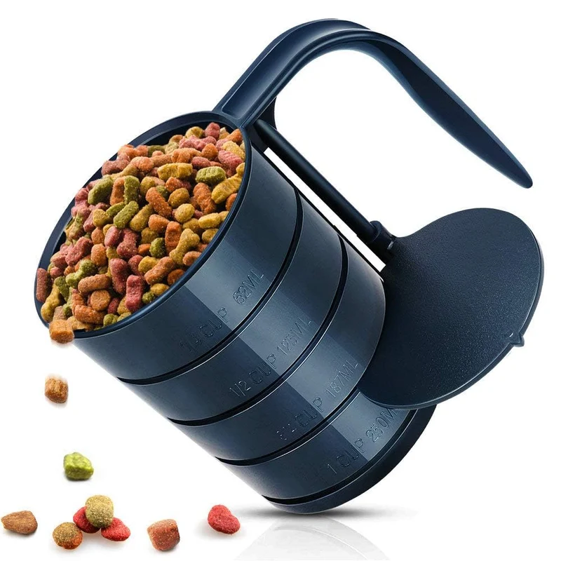 Joansan Pelle Doseuse – 4 Mesures en 1 Tasse pour Croquettes (Chiens, Chats et Oiseaux)