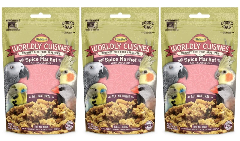 Friandise Higgins Worldly Cuisines Spice Market pour oiseaux – Lot de 3, 2 onces