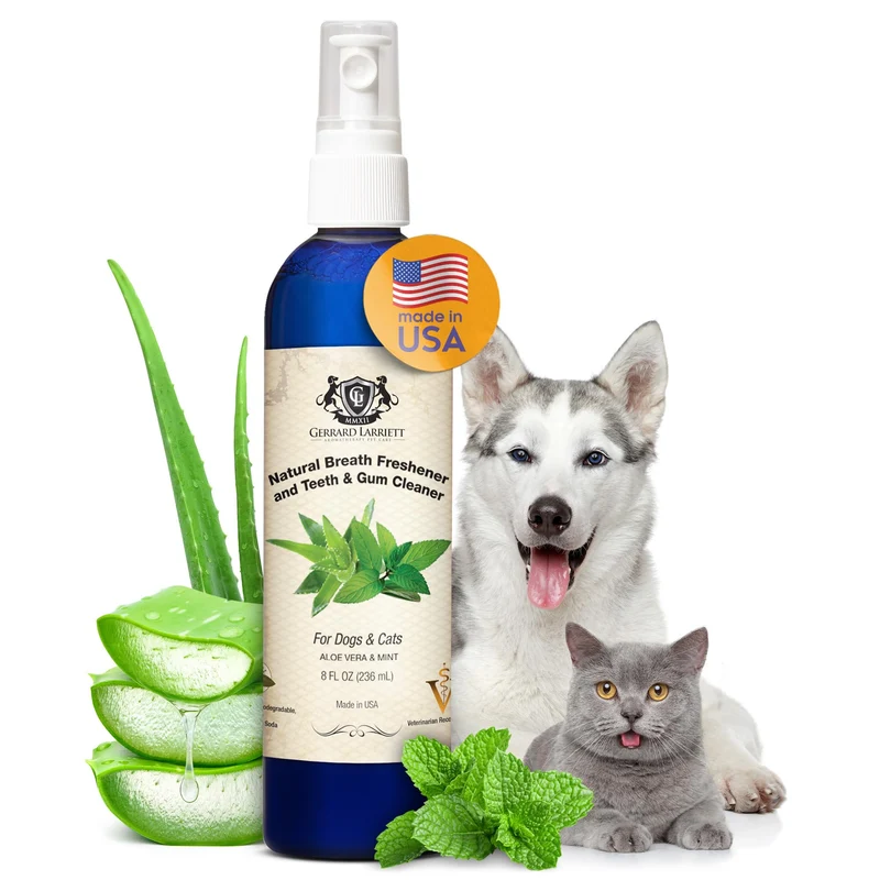 Rinçage buccal Gerrard Larriett pour chiens et chats – Haleine fraîche et soin dentaire, 8 oz