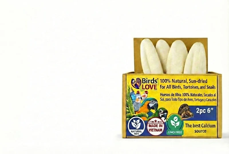 Birds LOVE Os de Seiche 5,5-6″ pour Oiseaux – Calcium 100% Naturel Séché au Soleil et Soin du Bec – Lot de 2 avec Support – Fabriqué au Vietnam