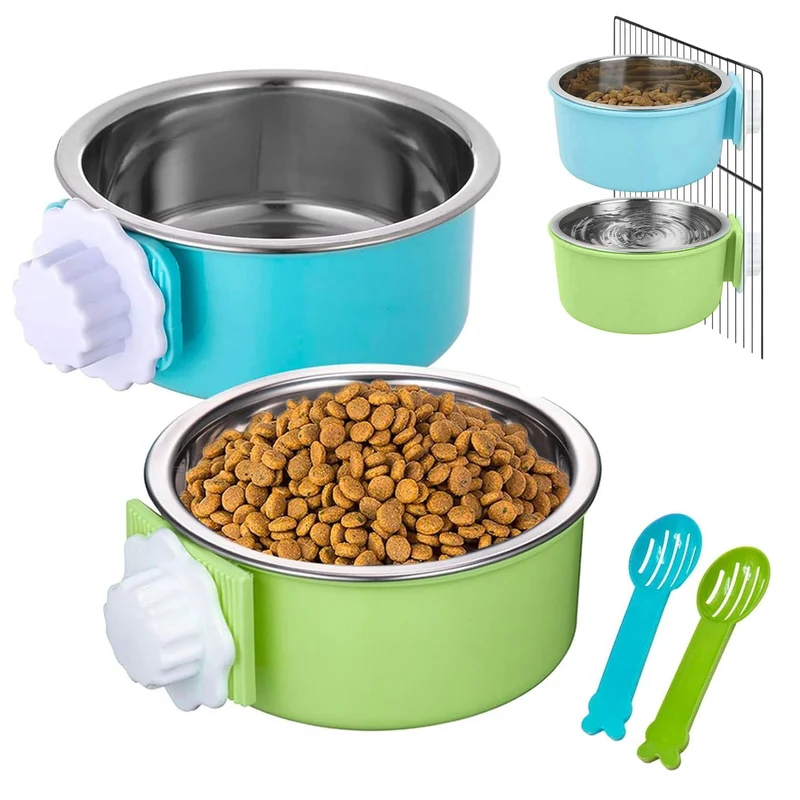 Hamiledyi : Lot de 2 Bols Suspendus pour Cage avec Bol Amovible en Inox – Nourriture et Eau