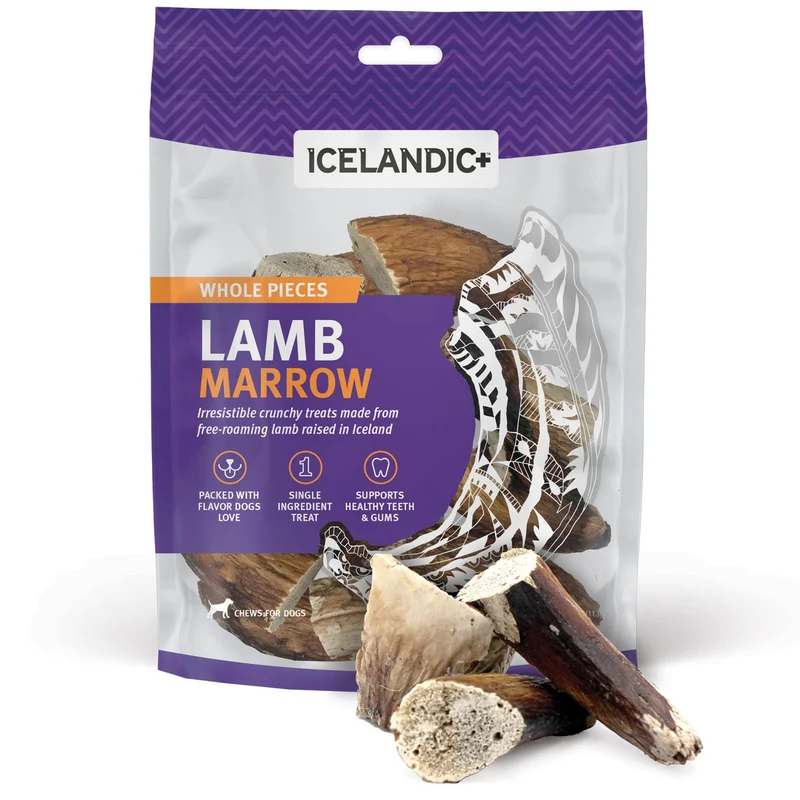 Icelandic+ Moelle-d-agneau – Morceaux entiers 4oz, friandise naturelle pour chiens