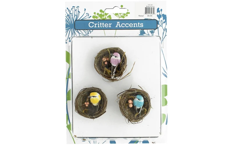 Sierra Pacific Crafts Oiseau Mini dans Nid – Ensemble 3 Pièces, 2 Pouces