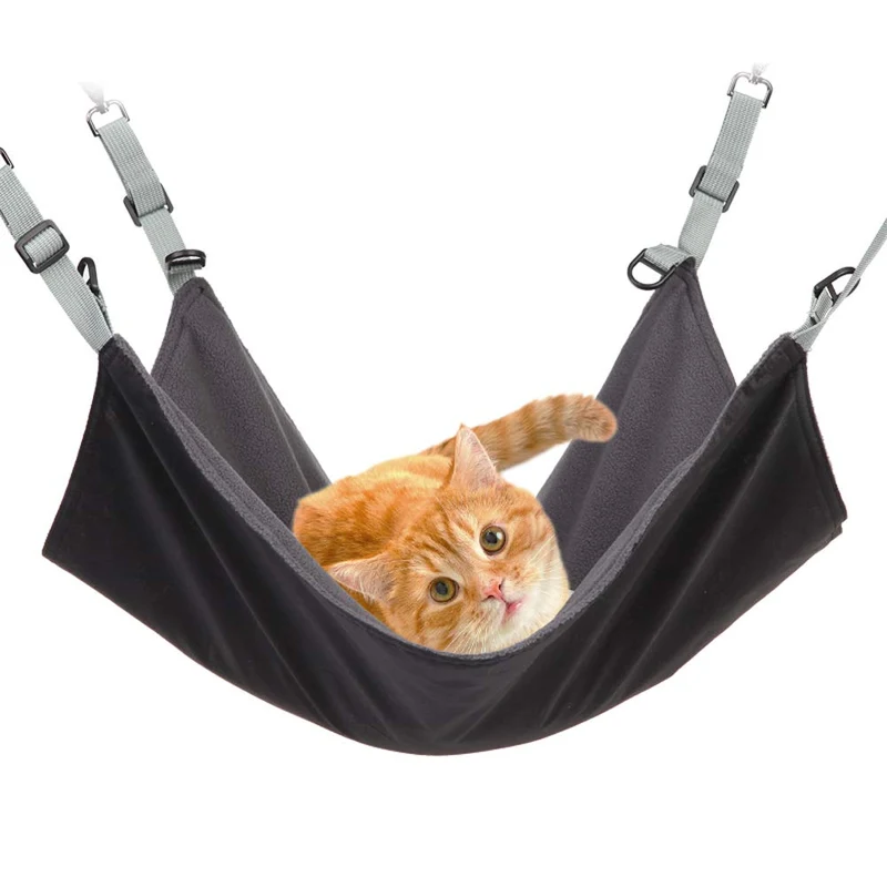 Angelpet Hamac suspendu pour chat — lit de cage, deux faces confortables et imperméables (Noir, 22 x 16,5 cm)