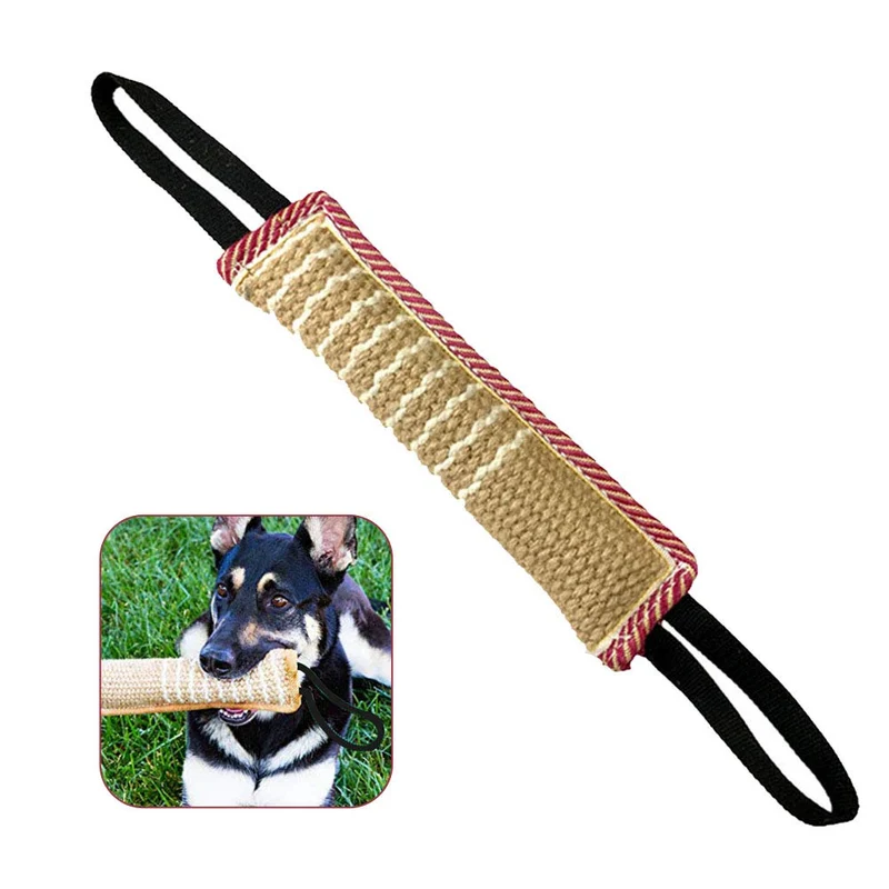 ToLanbbt Jouet de traction pour chiens — Jute robuste, Poignées doubles, Jeu interactif et Entraînement (Rose et Jaune)