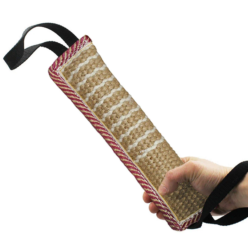 DGSL Tug Toy en jute rouge - Jouet de tir pour chien avec 2 poignées | Entraînement et jeu interactif