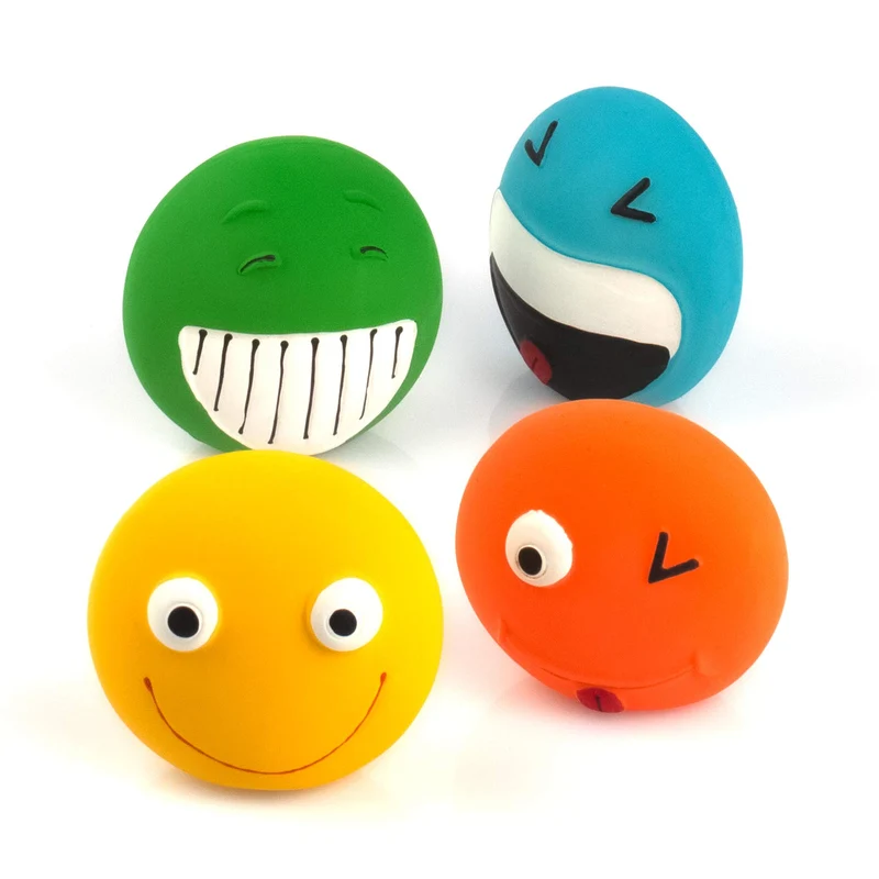 CHIWAVA – Lot de 4 Balles Sourire Sifflantes en Latex pour Petits Chiens (3-2 pouces)