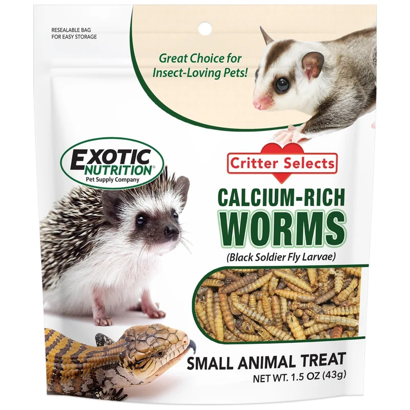 Exotic Nutrition Larves séchées de mouches soldats noires (1,5 oz) – Source naturelle de calcium et protéines pour poules, oiseaux sauvages et reptiles