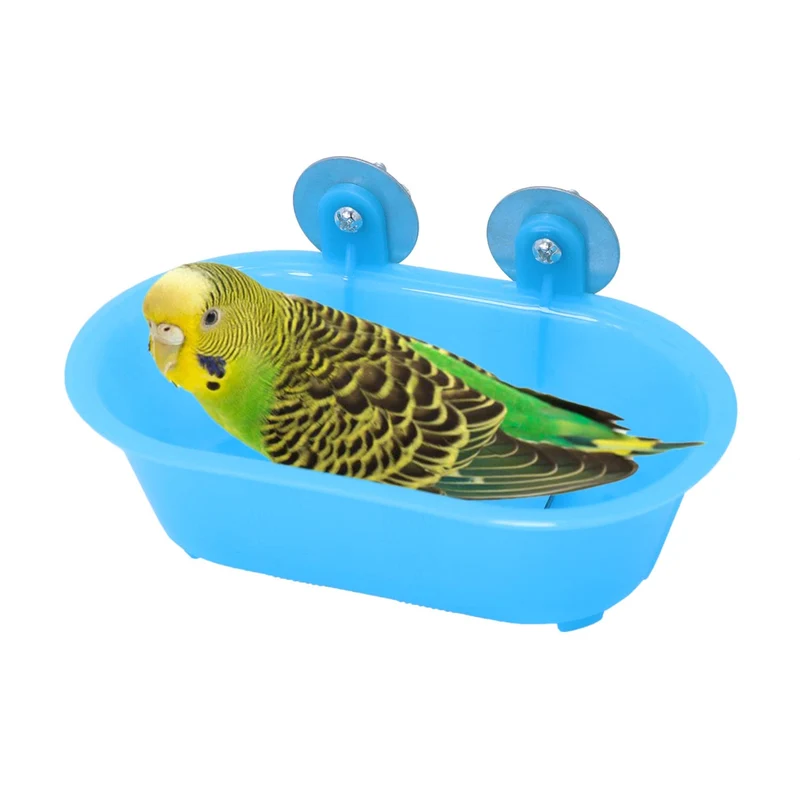 Wontee Baignoire pour Oiseaux avec Miroir – Accessoire de Bain Fixable pour Petits Perroquets et Canaris