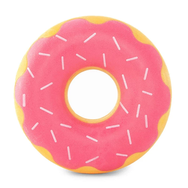 ZippyPaws ZippyTuff – Anneau à Mâcher Durable en Caoutchouc TPR, Beignet Fraise avec Sifflet | Pour Chiens de Toutes Tailles