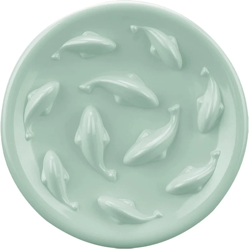 Bol Cilkus pour animaux – Alimentation lente et design piscine poisson – Mélamine alimentaire – Vert