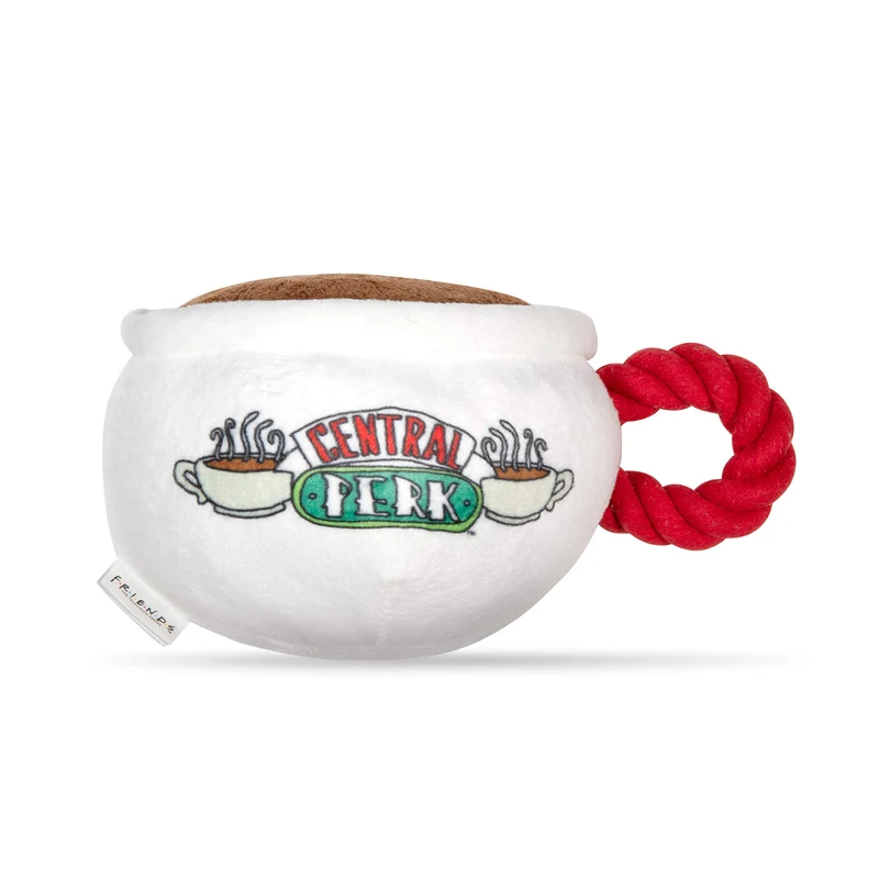 Warner Bros Friends: Tasse Central Perk – Jouet peluche pour chien avec corde et sifflet officiel