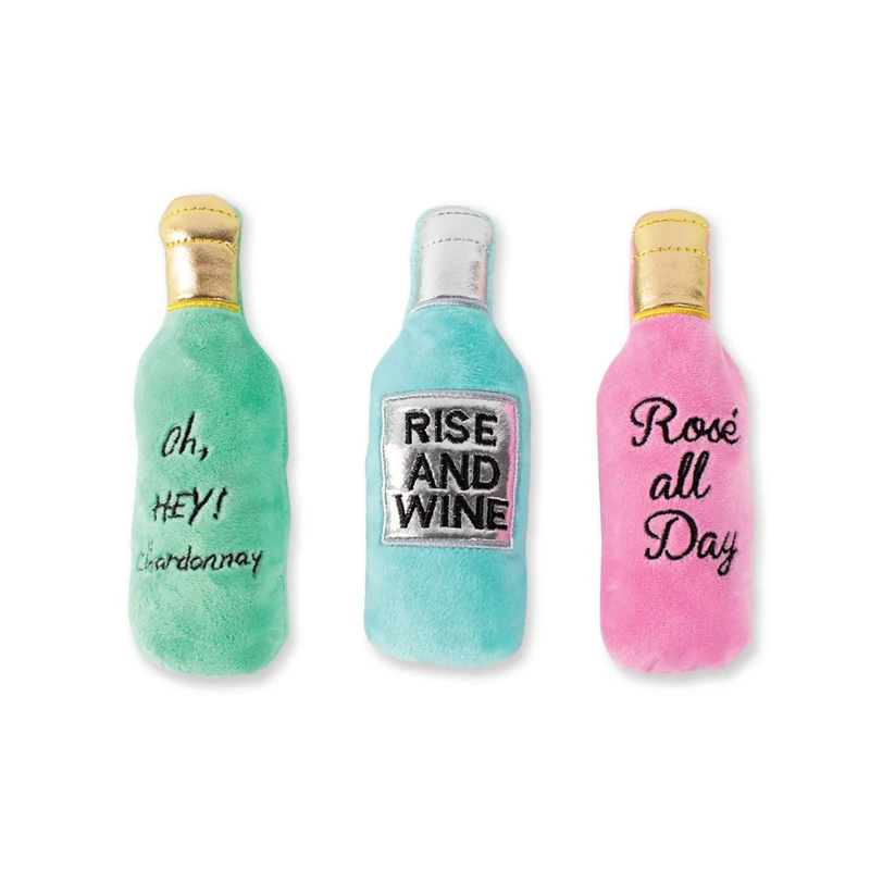 Fringe Studio – Ensemble de 3 Jouets Chien à Couineur au Thème Vin pour Petits Chiens