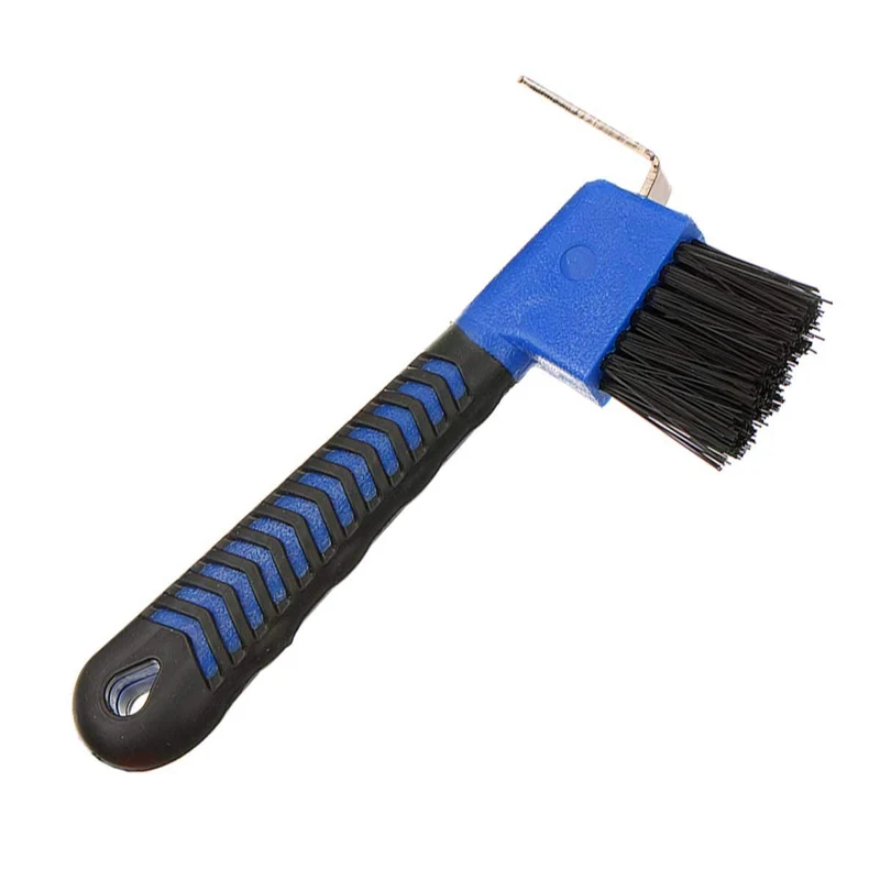 BOTH WINNERS Brosse pour sabot cheval 2-en-1 – Poignée douce, acier renforcé (Bleu royal)