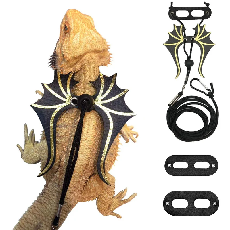 ADOGGYGO Harnais Longe Dinosaure à Ailes pour Dragon Barbu – Ensemble 3 Tailles