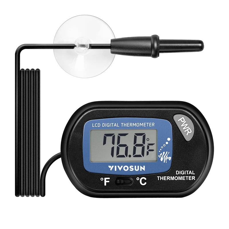 VIVOSUN Thermomètre Numérique LCD pour Aquarium – Ventouse Double et Câble 2 m