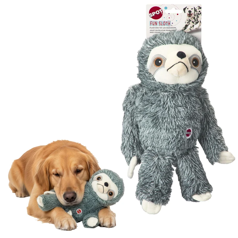 SPOT Fun Sloth — Jouet peluche avec sifflet pour chiens moyens et grands