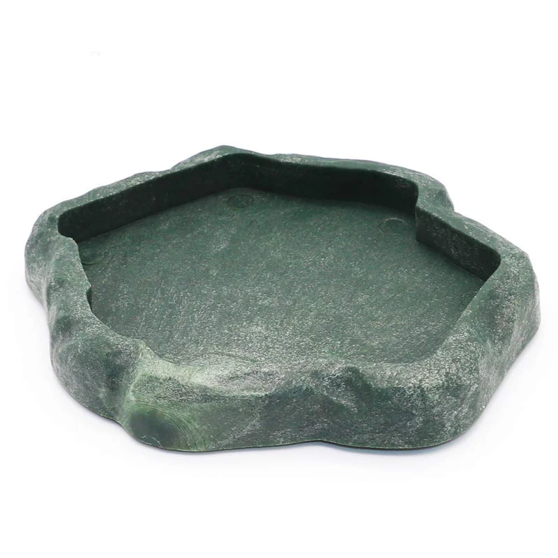 SLSON Bol peu profond pour reptiles – alimentation et eau, design vert naturel