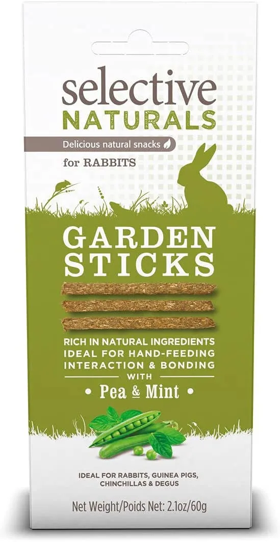 Supreme Petfoods – Lot de 2 bâtonnets Jardin Selective Naturals pour lapin et cobaye, 2,1 oz chacun, pois et menthe