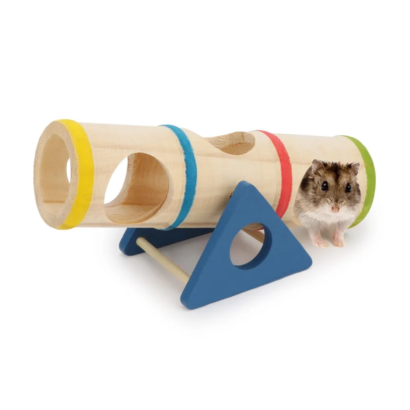 Wontee Hamster Balancier-Tunnel en Bois – Jouet d’Exercice pour Hamster Nain