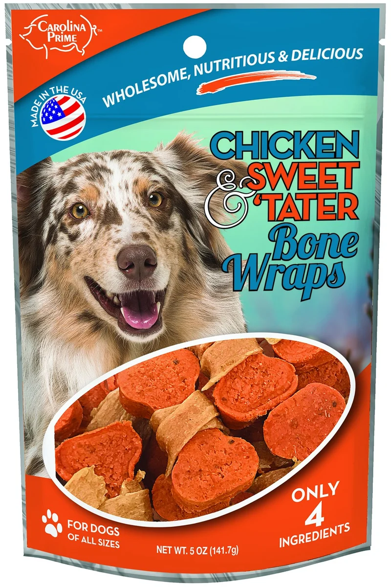 Carolina Prime Pet 45301 Os Enveloppé – Poulet et Patate Douce pour Chiens (Sachet 1)