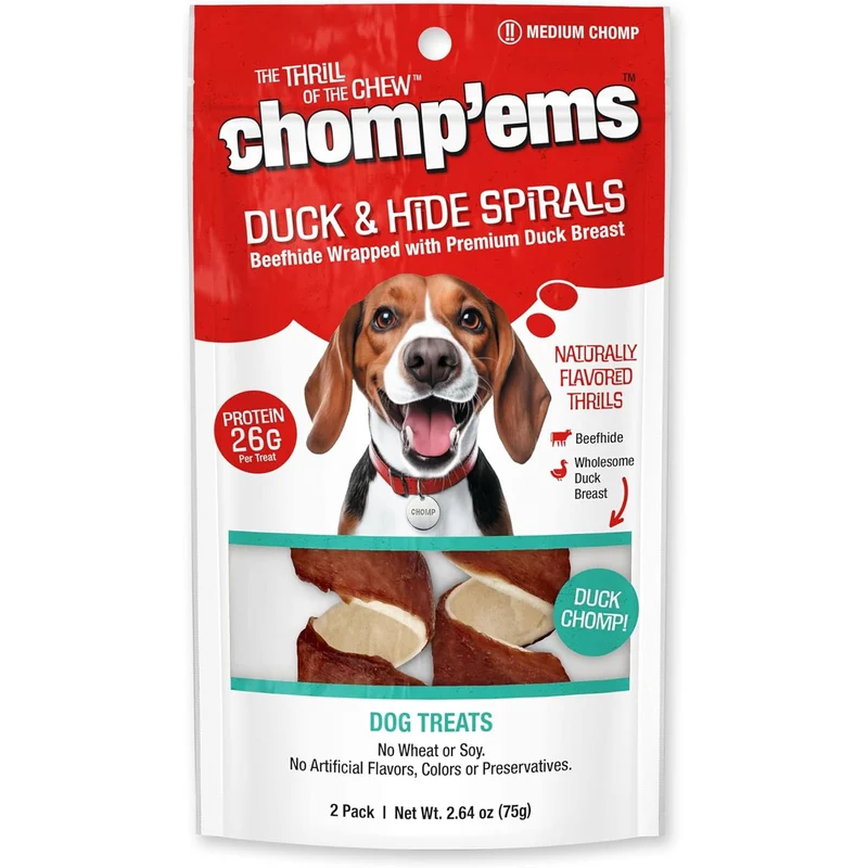 Chomp’ems Friandises Peau de Bœuf au Canard – 2 Pièces