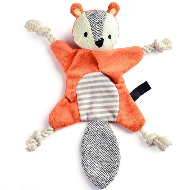 Vitscan Écureuil Peluche Sans Rembourrage — Jouet Chiot Petit Chien avec Corde et Sifflet