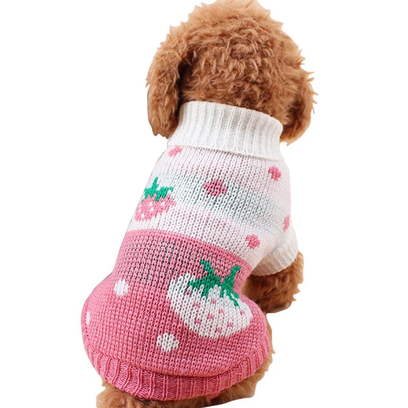CHBORCHICEN Pull Chien Classique en Tricot – Col Roulé Rose (Taille Moyenne)