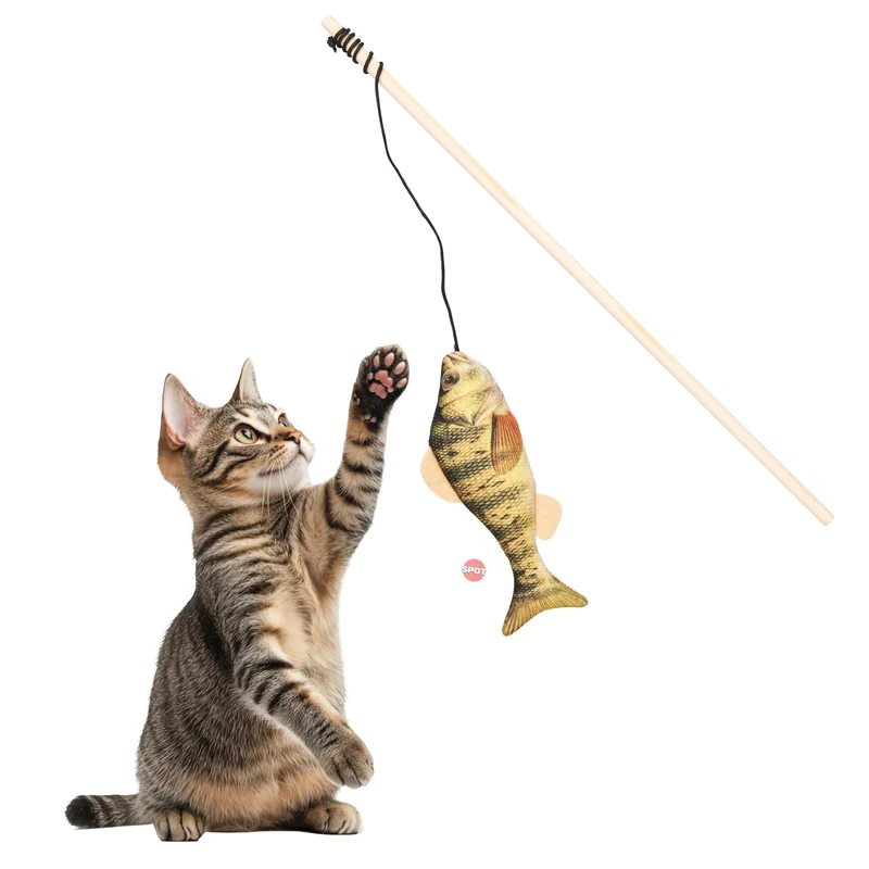 SPOT Fanatic Lance-Teaser Poisson pour Chats – Jouet Poisson Réaliste avec Herbe à Chat et Bruit de Froissement