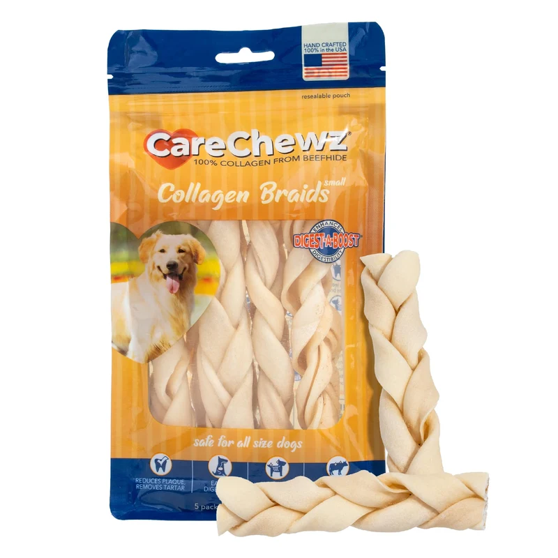 Pet Factory CareChewz – Friandises au collagène de boeuf pour chiens (Lot de 5, 15–18 cm) – Fabriqué aux États‑Unis
