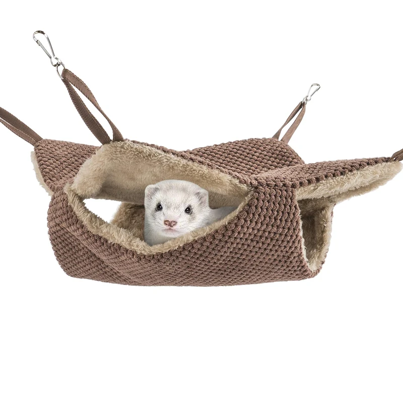 Niteangel Hamac Double pour Petits Animaux — Nid Douillet et Poche de Sieste Chocolat