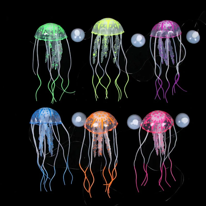NUOMI – Lot de 6 Méduses Artificielles pour Aquarium en Silicone Doux | Déco lumineuse et réaliste