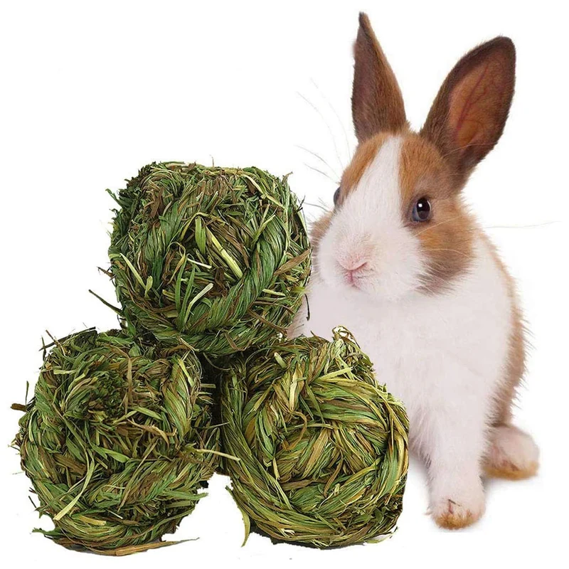 Hamiledyi Boule de foin Timothy – Jouets de rongement et jeu pour lapins, hamsters et petits animaux