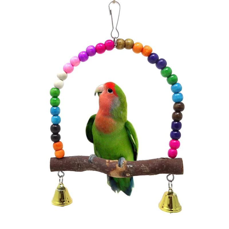 Honbay Balancoire en Bois pour Petits Oiseaux – Perchoir Suspendu