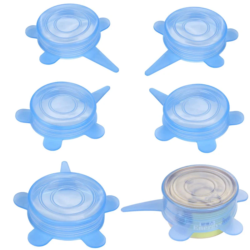 SLSON 6 Pack Couvercles Conserve Aliments en Silicone – 3 Tailles Universelles – Bleu