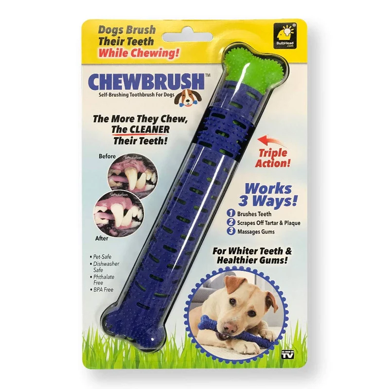 BulbHead Chewbrush — Brosse-dents et jouet pour chien (1 pack) sans dentifrice