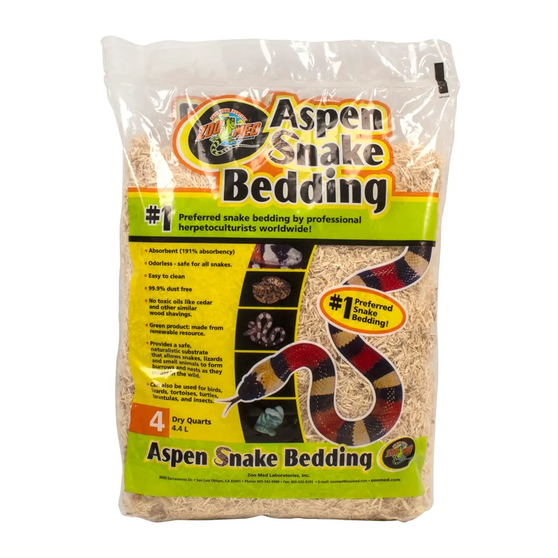 Zoo Med Aspen Litière Serpent Naturelle – 4 Quart, Absorbante et Sans Odeur