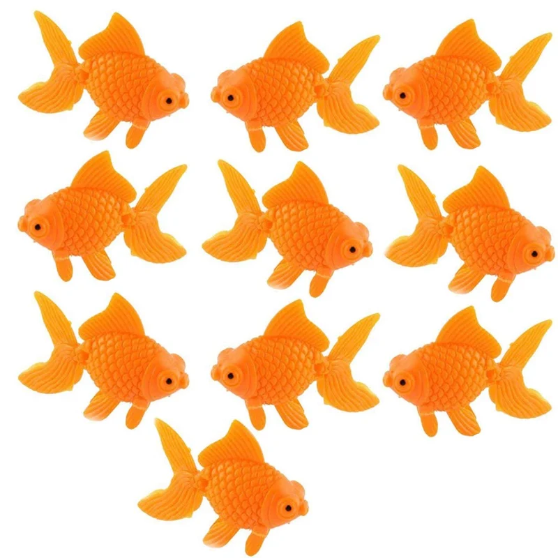 XMHF - Décoration d'Aquarium Poisson Orange Flottant en Plastique - Lot de 10