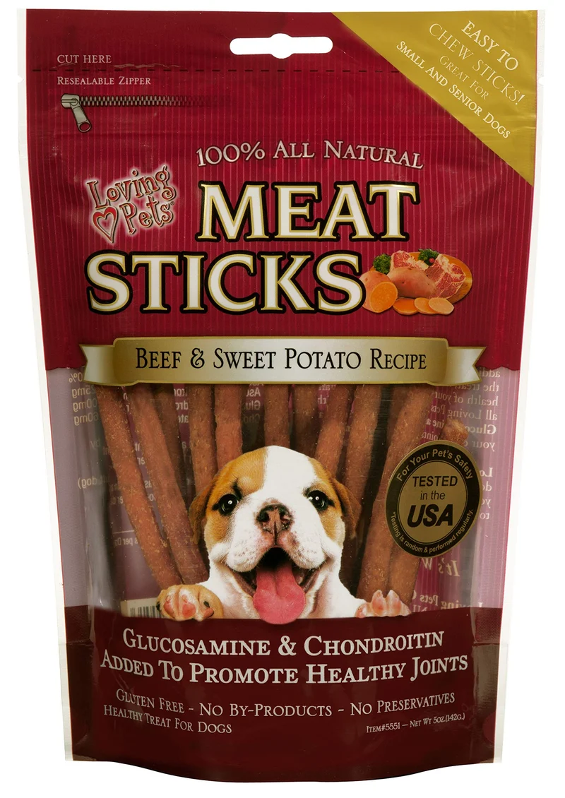 Loving Pets – Bâtonnets gourmets au bœuf et patate douce, friandise pour chien, 5 oz